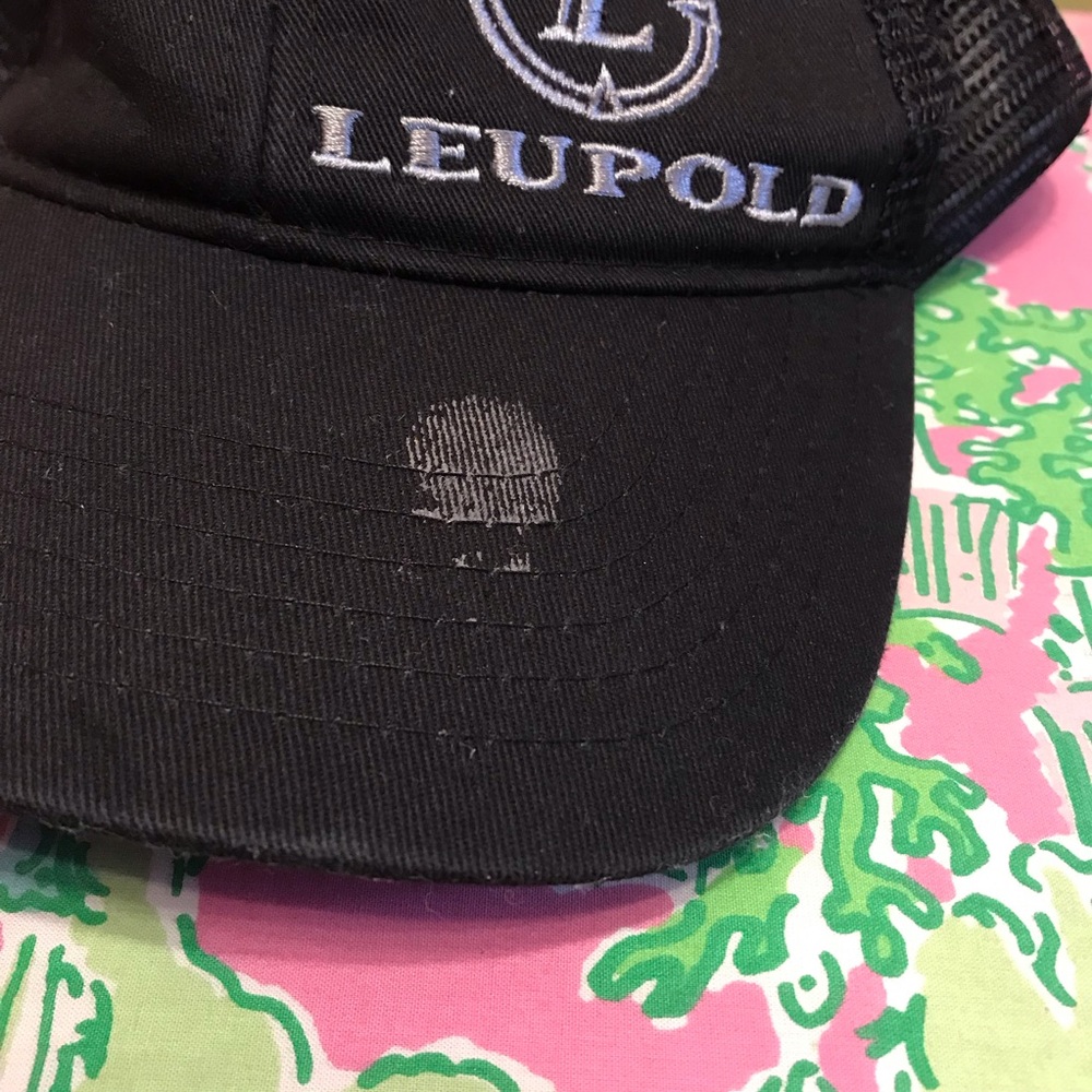 Leupold Scopes Vintage Snapback Trucker Hat Mesh Back Black Cap View 2